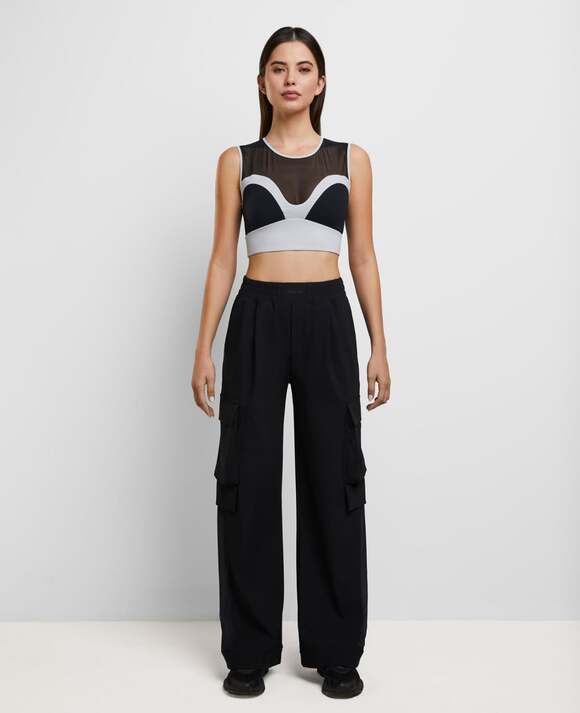 Ciacgynt Pants - Ciacgynt Daring Flared Cargo Trousers Black